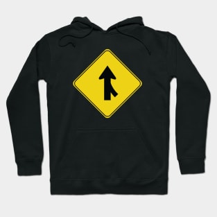 Caution Road Sign Right Merge Hoodie